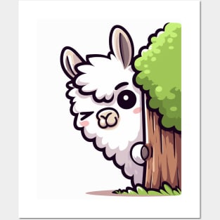 Kawaii Sneaky Llama Posters and Art